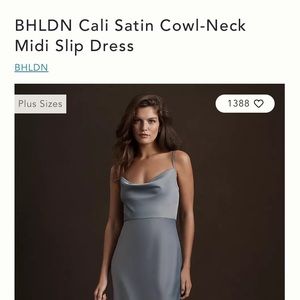 BHLDN cali satin - cowl neck - slip dress - dusty blue